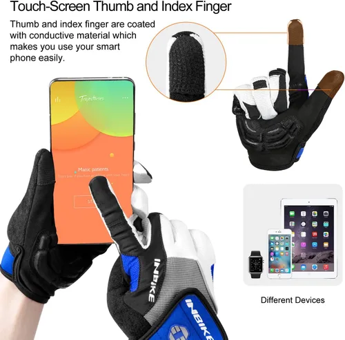 Vista 6 de INBIKE Guantes de ciclismo para hombre acolchados de gel de 0.197 in transpirables y resistentes al desgaste