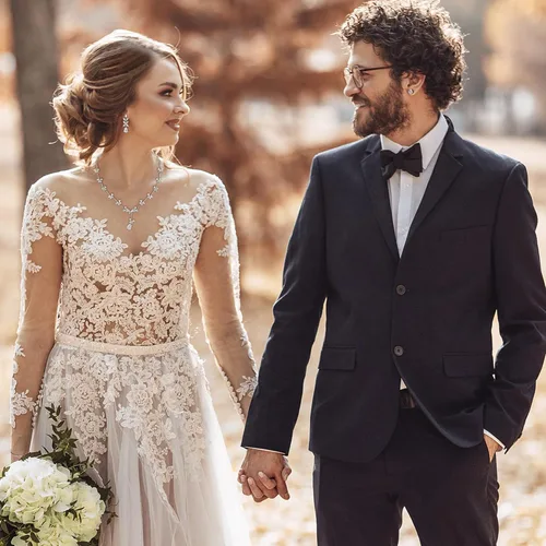 Vista 2 de Crysdue Juego de joyas de boda para mujer, para novias, damas de honor, circonita cúbica, flores, hojas, vid, collar y aretes colgantes para fiesta