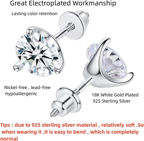Vista 7 de Diamond Stud Earrings for Women Men Gifts for Wife Soulmate Mom Girlfriend Moissanite Earrings 0.8CT-4Ct Anniversary Jewelry Present for Wife