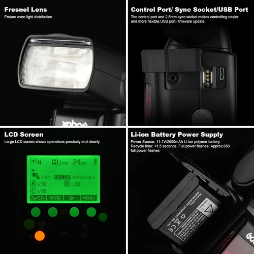 Vista 2 de Godox V860II-S TTL Flash Speedlite para Sony Speedlite de alta velocidad Speedlite Light 0.08 oz Wireless X System 1/8000s Gn60 650 Full Power