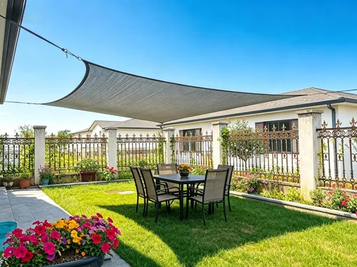 Vista 4 de Toldo rectangular de 10 x 13 pies (gris frío) - Bloqueo UV para patio y exteriores Resists Aging From Sun &Rain，Block UV 90%+ ，Cools 8—15℃，For