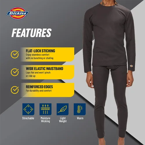 Vista 5 de Dickies Conjunto de ropa interior térmica Long Johns para hombre, 2 piezas de capa base para clima frío para hombre