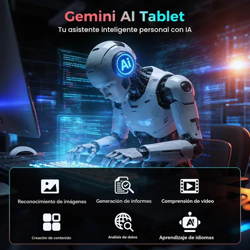 Vista 4 de Tableta con teclado, tableta Android 15 2026 con 26GB+256GB+2TB Expand, Tablet PC de 10 pulgadas con 8 núcleos, Gemini AI, WiFi 5G, 8000mAh, BT5.0