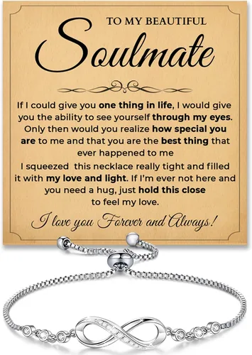Vista 7 de Pulsera Para Mi Alma Gemela, pulsera de alma gemela para mujeres, regalo de joyería de alma gemela de novio, marido, amigo con tarjeta de mensaje