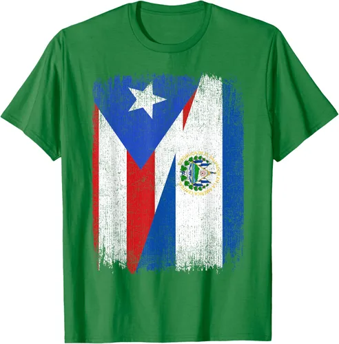 Vista 5 de Camiseta Half Puerto Rico El Salvador Flag Orgullo Salvadoreño Roots