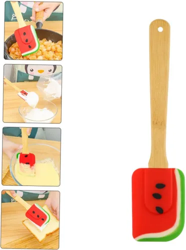 Vista 5 de Espátula de silicona con diseño de sandía, mango ergonómico para remover tartas, para un uso seguro y cómodo para hacer postres y más