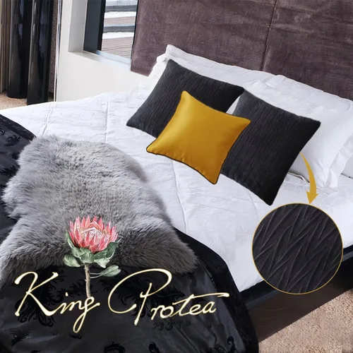 Vista 6 de King Protea Fundas de almohada de terciopelo arrugado con textura negra en relieve, súper suaves, decorativas, para cama, sofá, funda de almohada