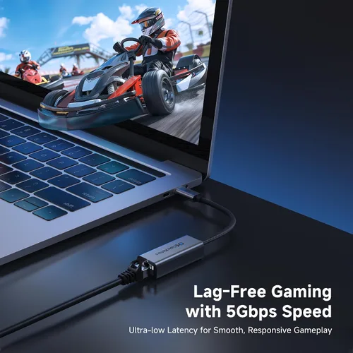 Vista 3 de Cable Matters - Adaptador USB C a Ethernet de 5 Gb, 5 Gigabit Ethernet a USB C Ethernet de 5000 Mbps a USB C, compatible con USB4, Thunderbolt