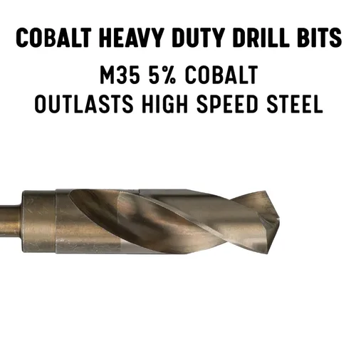 Vista 4 de Drill America Juego de 8 brocas de mango reducido de cobalto m42 en caja de metal (9/16" - 1" x 16ths), serie D/ACO