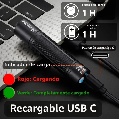 Vista 5 de ALONEFIRE SV127 Mini 395nm Linterna UV USB C recargable Blacklight Woods Lámpara Detector de Dinero Luz Negra para Detetector de Orina de Mascotas