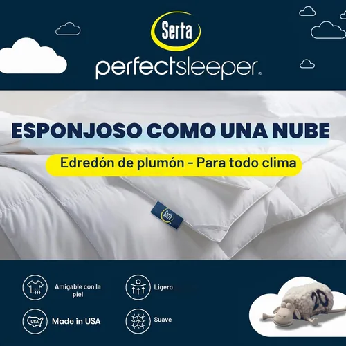 Vista 3 de Serta Edredón de plumón europeo de lujo, tamaño Queen, fabricado en Estados Unidos
