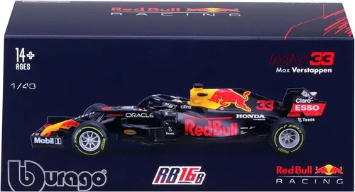 Vista 2 de Bburago RedBull Racing RB16B Verstappen #33 Fórmula 1 2021 Colección de coches escala 1:43