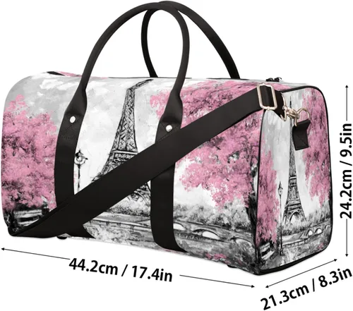 Vista 4 de Bolsa de viaje de la Torre Eiffel de París, impermeable, para fin de semana, bolsa de entrenamiento de mano para deportes, gimnasio, campamento