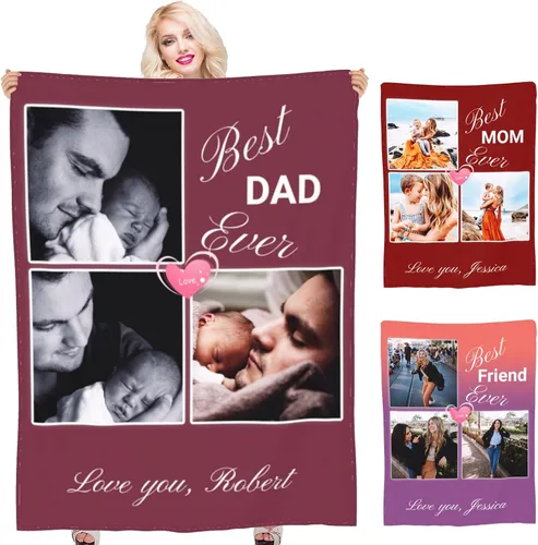 Vista 13 de Manta de fotos personalizada con texto fotográfico, mantas personalizadas, regalos personalizados para cumpleaños, aniversario, graduación