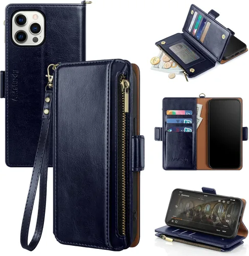 Vista 14 de Antsturdy - Funda cruzada tipo cartera para iPhone 12 Pro Max, color negro RFID Blocking,PU Leather Flip Cover,Kickstand,with Credit Card