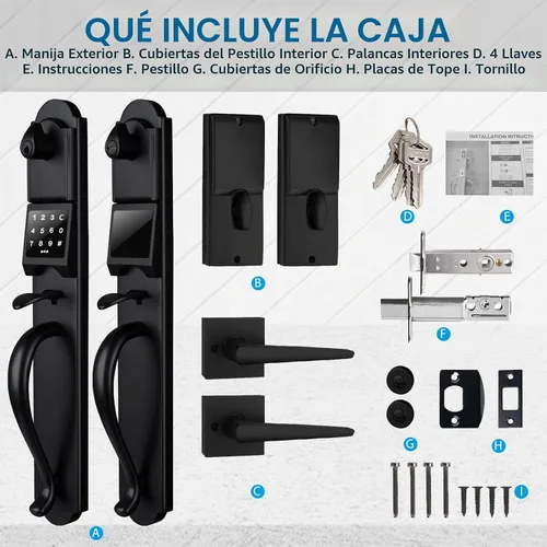Vista 7 de Manija de doble puerta resistente con teclado táctil y mano izquierda