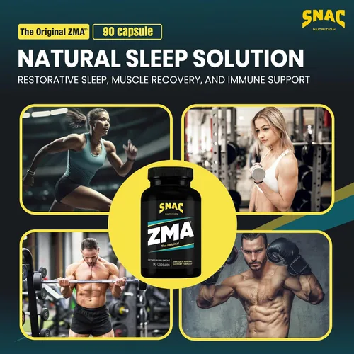 Vista 8 de SNAC ZMA El suplemento original de recuperación y sueño, promueve la recuperación muscular, apoyo inmunológico y sueño reparador con zinc, magnesio