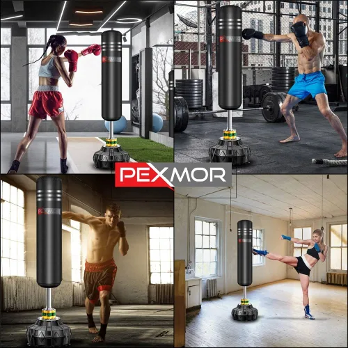 Vista 7 de PEXMOR - Saco de boxeo independiente de 70 pulgadas (177.8 cm) - 82.5 kg (182 libras) con base de ventosa y dispositivo de absorción de ruido