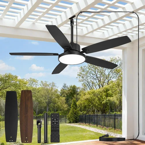 Vista 11 de Ventilador de techo al aire libre de 42" con luz remota IP65 impermeable ventilador de techo RGB