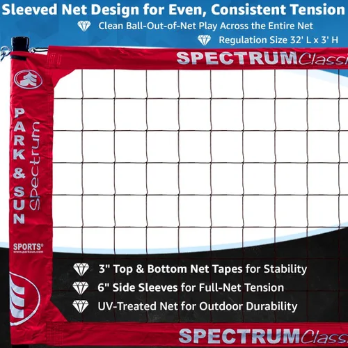 Vista 21 de Park & Sun Sports Spectrum Classic: Sistema de red de voleibol profesional ajustable para exteriores Negro