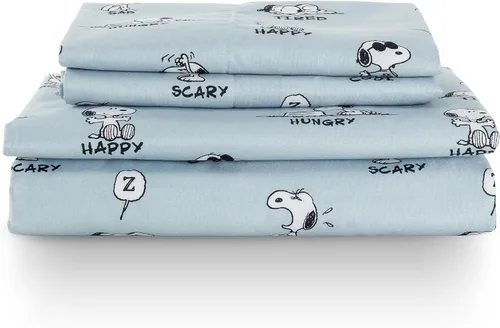 Vista 23 de Berkshire Peanuts® - Juego de sábanas tamaño individual, 3 piezas, diseño de personajes lindos Snoopy de microfibra suave, mini Snoopy y Woodstock