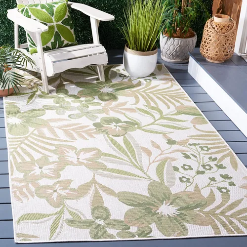 Vista 8 de SAFAVIEH Courtyard Collection - Alfombra de pasillo, 2 pies 3 pulgadas x 8 pies, color beige y óxido, no desprende pelusa y de fácil cuidado