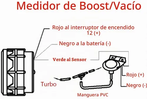 Vista 7 de ESUPPORT Medidor digital de turbo boost para coche de 2" (52mm) con luz LED roja PSI Boost Gauge