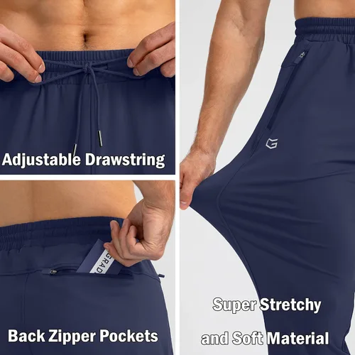 Vista 5 de G Gradual Pantalones deportivos para hombre con bolsillos con cremallera, pantalones deportivos cónicos para entrenamiento, correr, correr