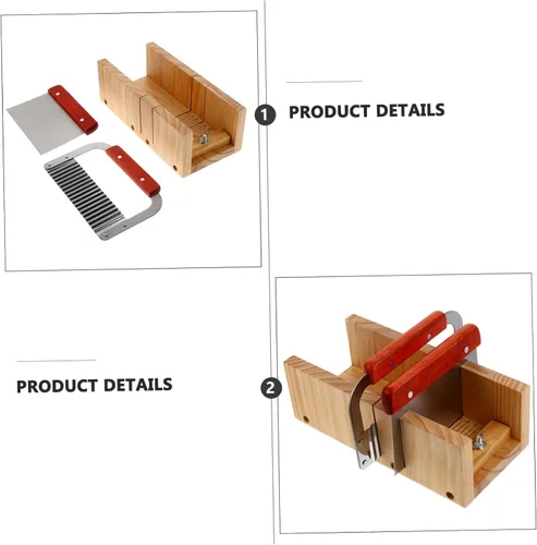 Vista 8 de KAILIKETIY 1 juego de moldes de madera para cortar jabón con cortador recto ondulado mango de madera ergonómico herramienta para cortar jabón fácil
