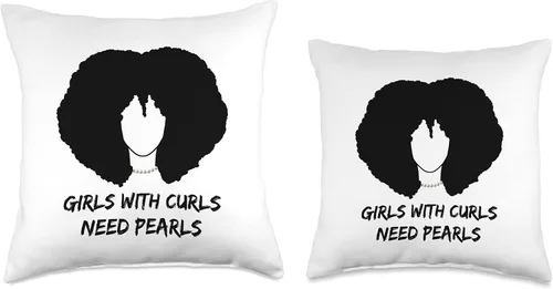 Vista 3 de Afro Gift girly curly fro hairstyle gift idea Girls with Curls Need Pearls-I Love My Big Afro-The Fro - Almohada de 16 x 16 pulgadas, multicolor