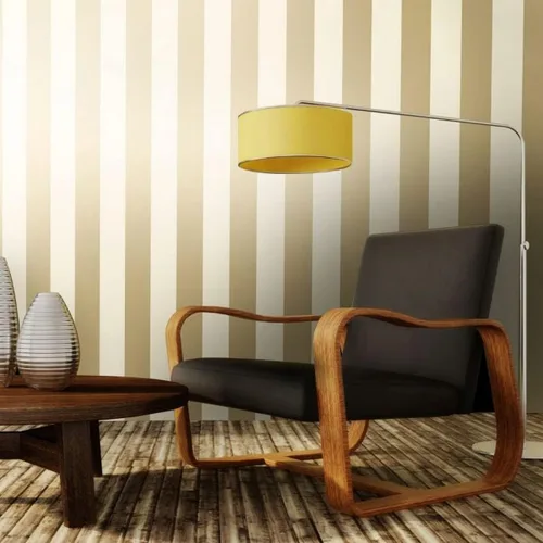 Vista 2 de Dillan Stripe Papel pintado Crema/Oro Holden 12761
