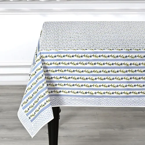 Vista 343 de Ridhi Mantel cuadrado con estampado de bloques de mano de caléndula ámbar