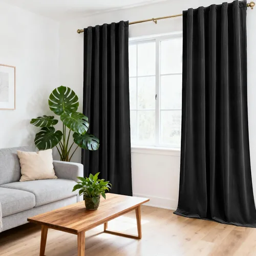 Vista 8 de Treatmentex Cortinas de terciopelo negro para dormitorio, 63 pulgadas, tacto de algodón de lujo, suaves, oscurecimiento de la habitación, 80%