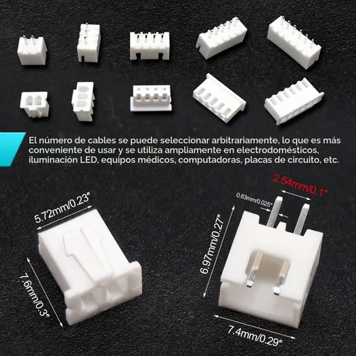 Vista 5 de Twidec /500PCS Kit de conector JST de 0.100 in con conector macho y hembra de 2/3/4/5/6 conector de vivienda de clavija macho y hembra de 0.100 in