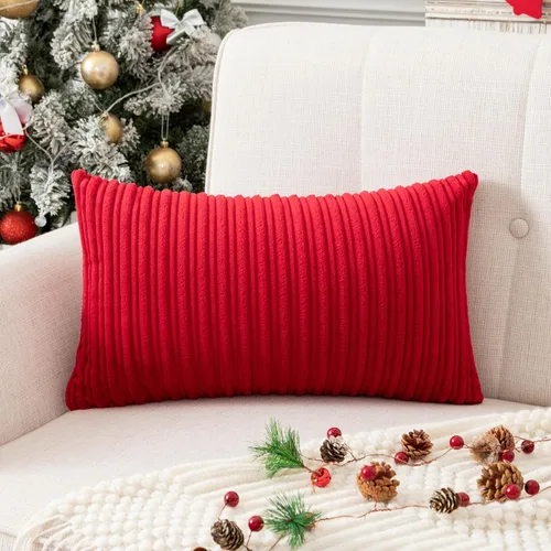 Vista 40 de UGASA - Fundas de almohada decorativas de terciopelo suave y sólidas de Navidad para sala de estar/sofá, 16 x 16 pulgadas, 2 unidades, color burdeos