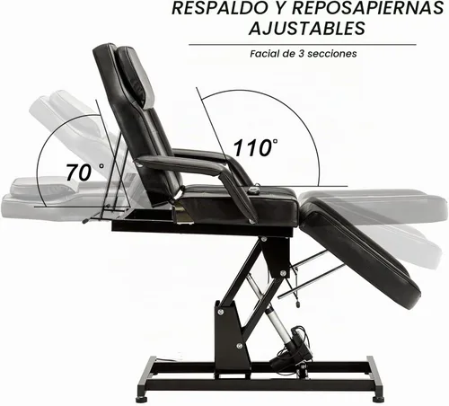 Vista 6 de BarberPub Silla de tatuaje ajustable de altura eléctrica Cama de masaje negro 0100 400 lbs cap, PVC leather, remote electric lift, manual back/leg
