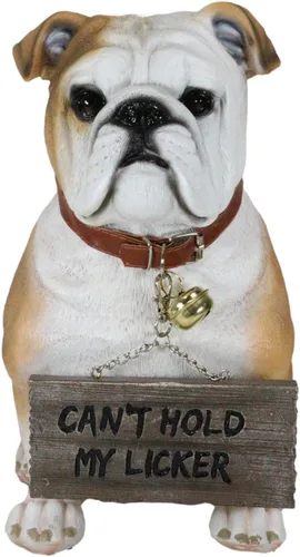 Vista 7 de Ebros Gift "Max Realista Bulldog Inglés Perro Cachorro Perro con Jingle Collar Letrero Estatua de 12" de Alto Adorable Bulldog Sentado Escultura
