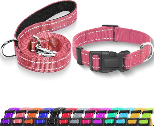 Vista 6 de Collar reflectante para perro con hebilla de bloqueo de seguridad, collares de nailon suaves y transpirables ajustables para perros pequeños Negro