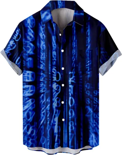 Vista 8 de RTRDE Mens Button Down Summer Shirts Short Sleeve Novelty Graphic Print Casual Hawaiian Beach Shirt, M-4XL