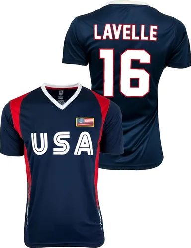 Vista 4 de USWNT Players - Camiseta oficial de la Asociación Nacional de Fútbol Femenino de Estados Unidos, Lavelle USA Flag Camiseta de tallas juveniles