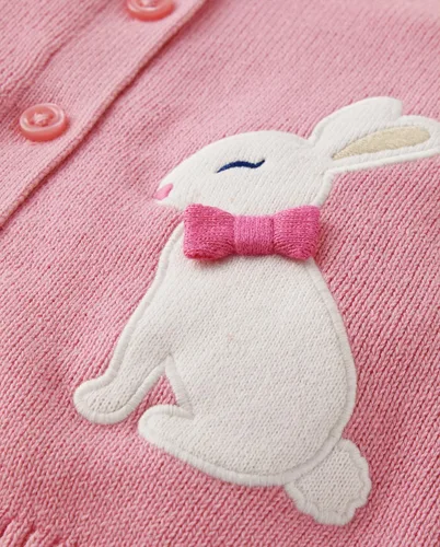 Vista 2 de Gymboree, Suéteres de manga larga con diseño de cárdigan para niños pequeños Conejito de cinta rosa