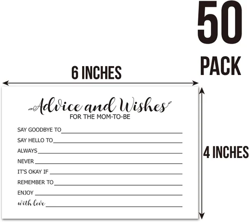 Vista 3 de TENTADO Tarjeta de consejos para baby shower, paquete de 50 unidades de 4 x 6 pulgadas, calidad premium, perfecta para juegos de baby shower