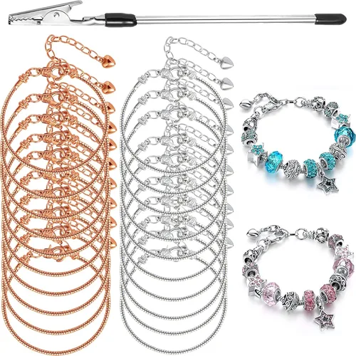 Vista 15 de 10 Piezas Cadenas de Pulsera con Dije de Cadena de Serpiente de 7.87 Pulgadas con Ayudante de Pulsera Pulsera de Serpiente Ajustable con Dije