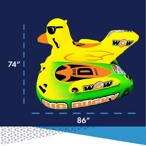Vista 3 de Wow Sports Big Ducky - Tubo de cubierta remolcable – 1 – 3 personas – Capacidad de 510 libras – Diseño de pato – para navegación – Jóvenes y adultos