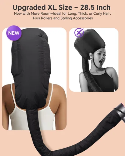 Vista 4 de Boloye Accesorio de Gorro para Secador de Cabello – Gorro de Secadora con Capucha XL de 28.5" para Secado Más Rápido y Acondicionamiento Profundo