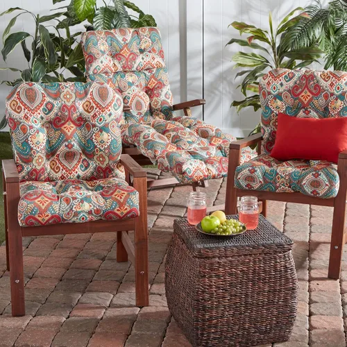 Vista 72 de Greendale Home Fashions Juego de 2 cojines de asiento y respaldo para exteriores, diseño Adobe Stripe 2
