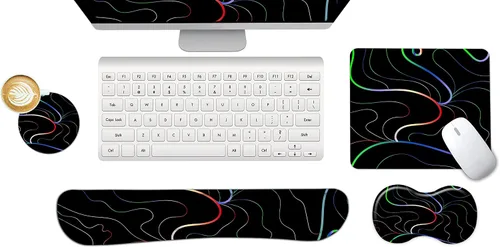 Vista 11 de ArtSo - Reposamuñecas ergonómico, almohadilla para el mouse, soporte para la muñeca al usar el teclado y posavasos, almohadilla de espuma