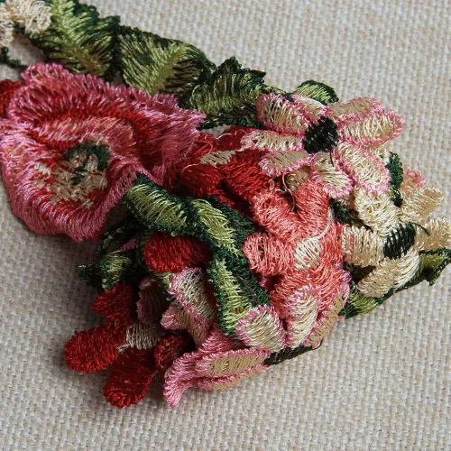 Vista 9 de Acxico Cinta de encaje bordada de flores de 1 yarda, apliques de costura para boda, manualidades, bricolaje