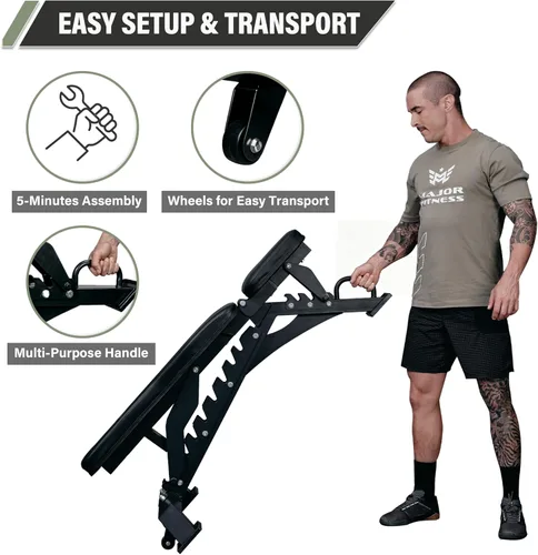 Vista 5 de MAJOR FITNESS - Banco de pesas – Capacidad de peso de 1300 libras y 36 posiciones ajustables, banco de entrenamiento de fuerza para entrenamiento