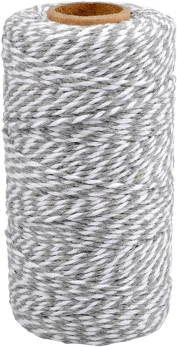 Vista 15 de jijAcraft Cordel de Hilo Blanco y Negro, 328 Pies de Cordel de Panaderos de Navidad, Cuerda de Empaque Resistente de 2MM para Manualidades DIY